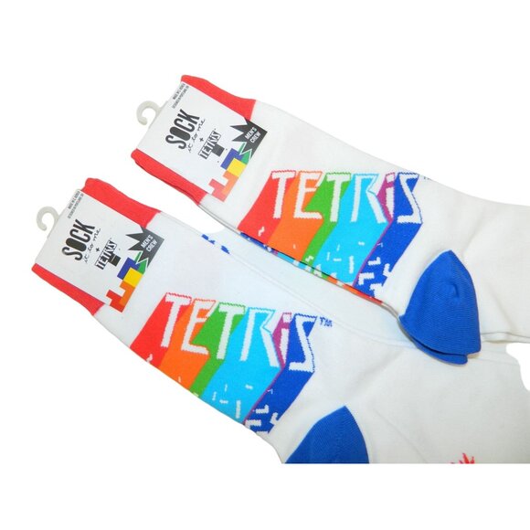 Sock It To Me Tetris Men's Crew Socks Sz 8-10 Set Of 2 Pairs New Buy More Save - Picture 2 of 6
